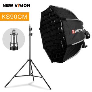 triopo กล่อง softbox 90 ซม. แบบพับได้+ขาตั้ง 2 ม. สําหรับแฟลช speedlite