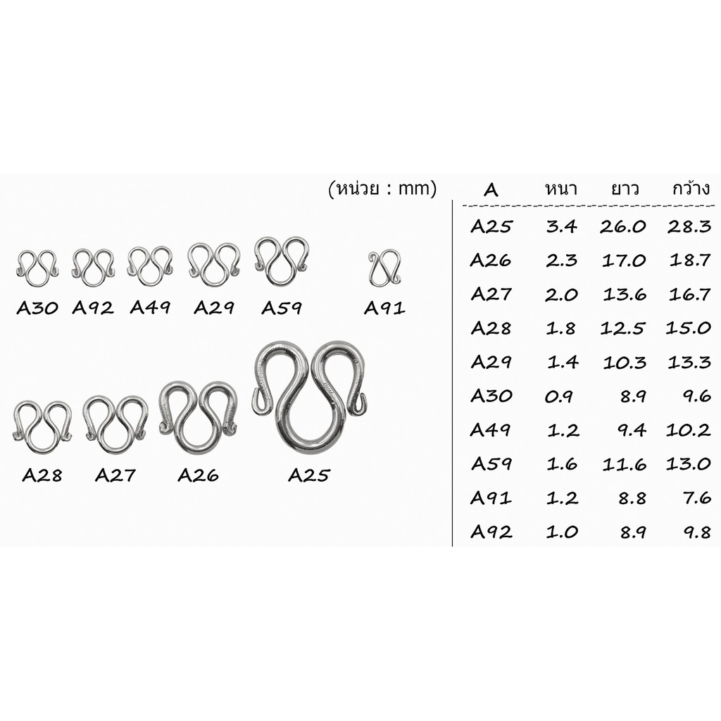 bigshop-ตะขอd-i-y-เกี่ยวสร้อยคอ-สร้อยข้อมือ-ตัว-m-และ-ตัว-s-สแตนเลสแท้-มี-9-ขนาดให้เลือก