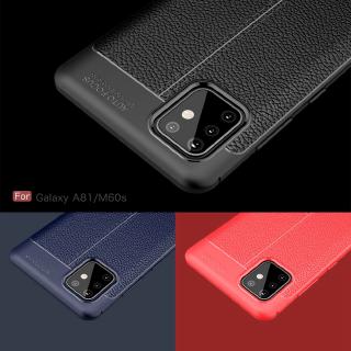 Samsung Galaxy Note 10 Lite / A81 / M60S Casing Soft TPU Case Litchi Texture Shockproof Silicone Back Cover