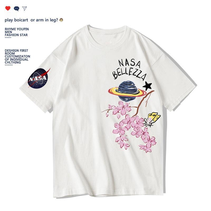 เสื้อยืดแขนสั้นพิมพ์ลาย-nasa-astrome-สไตล์เกาหลีสําหรับผู้ชาย