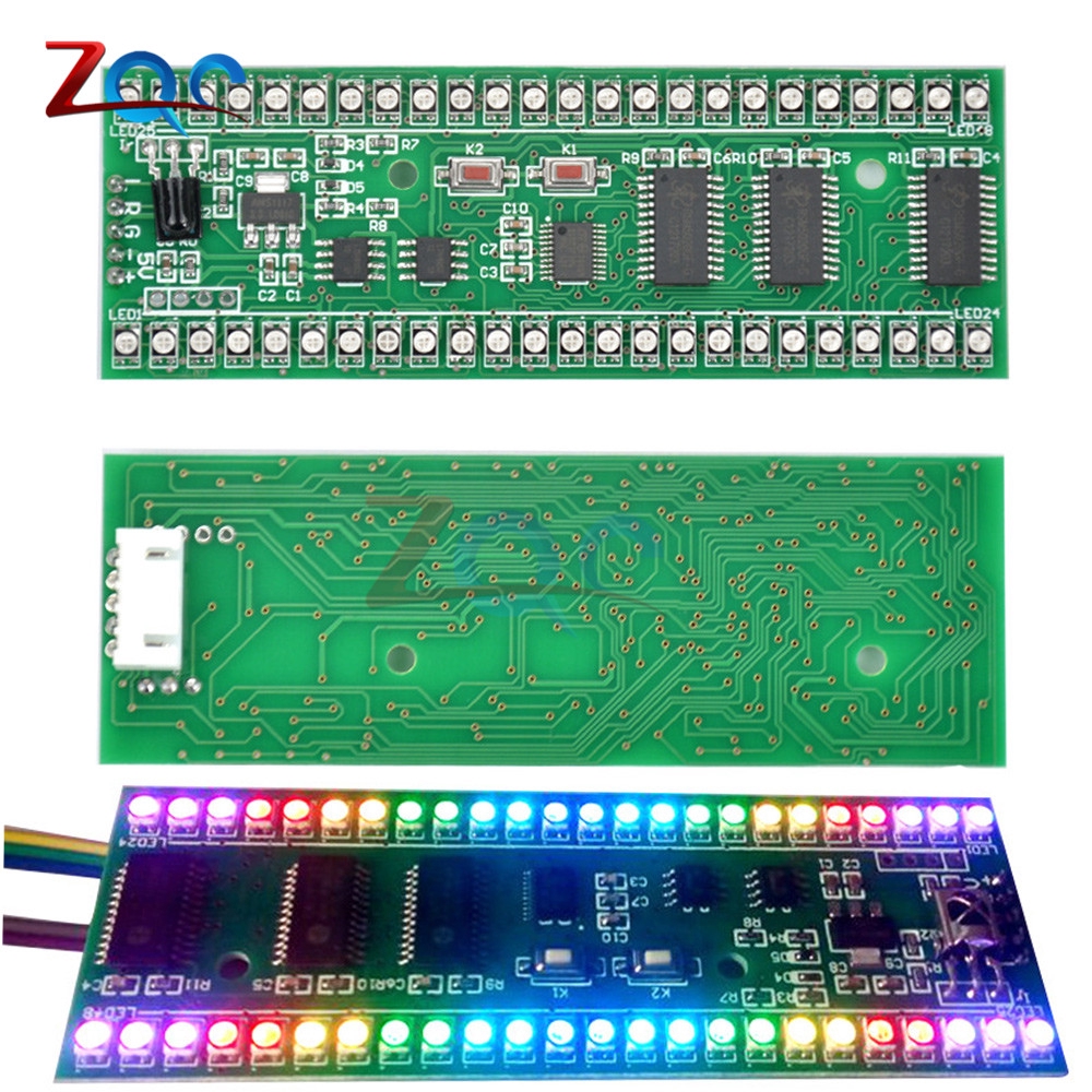 Rgb MCU ปรับรูปแบบจอแสดงผล 24 LED VU ตัวบ่งชี้ระดับ Dual Channel ...