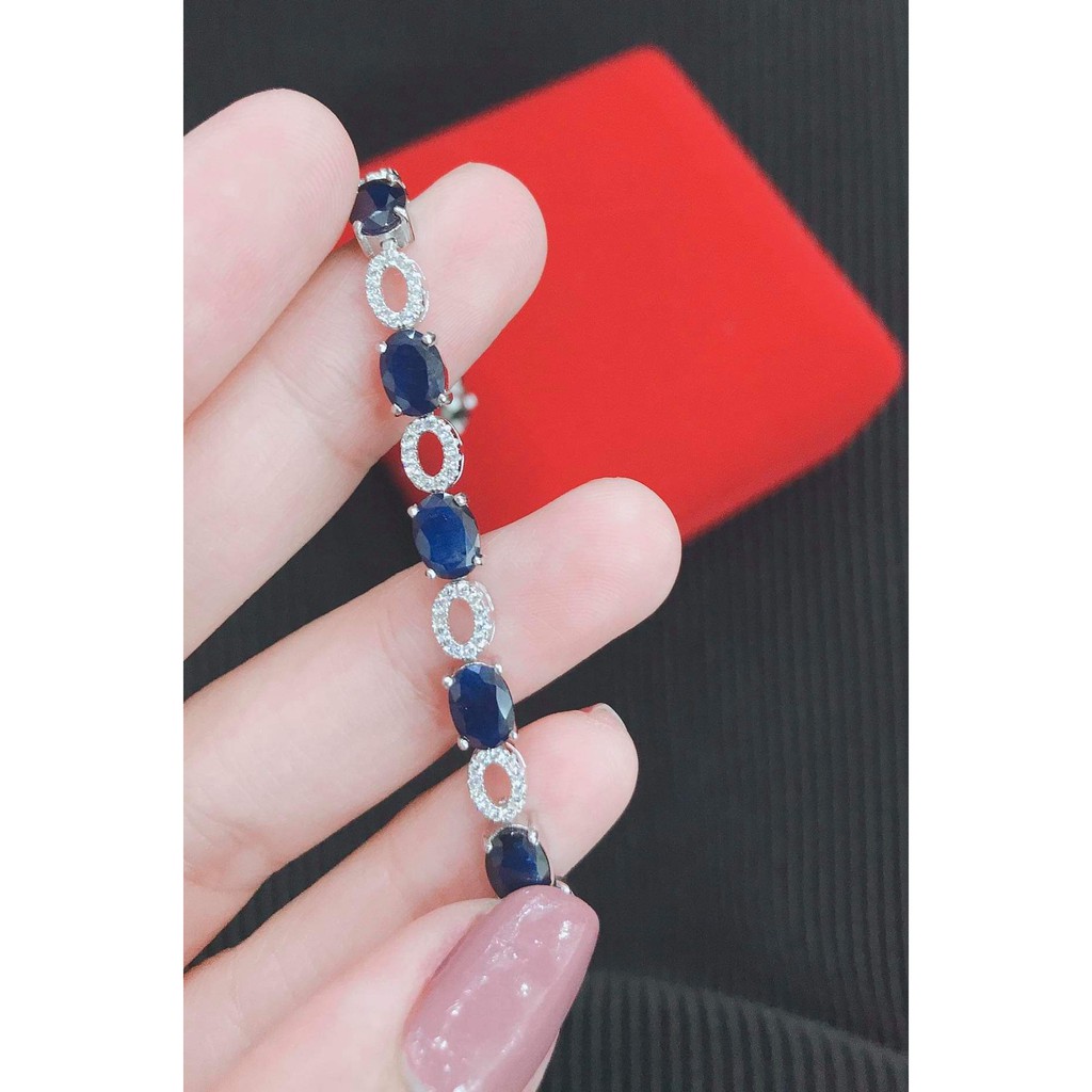 สร้อยข้อมือเงินแท้-92-5-ฝังพลอย-ไพลิน-blue-sapphire-สีน้ำเงินเข้ม-ประดับด้วยเพชรรัสเซีย-รุ่น-na664-bs