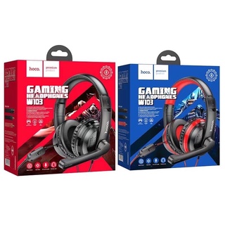 Hoco W103 Gaming Headphones  หูฟังครอบหู มีไมค์ ฟังเพลงได้ คุยโทรศัพท์ได้ สำหรับเล่นเกมส์หรือเรียนออนไลน์