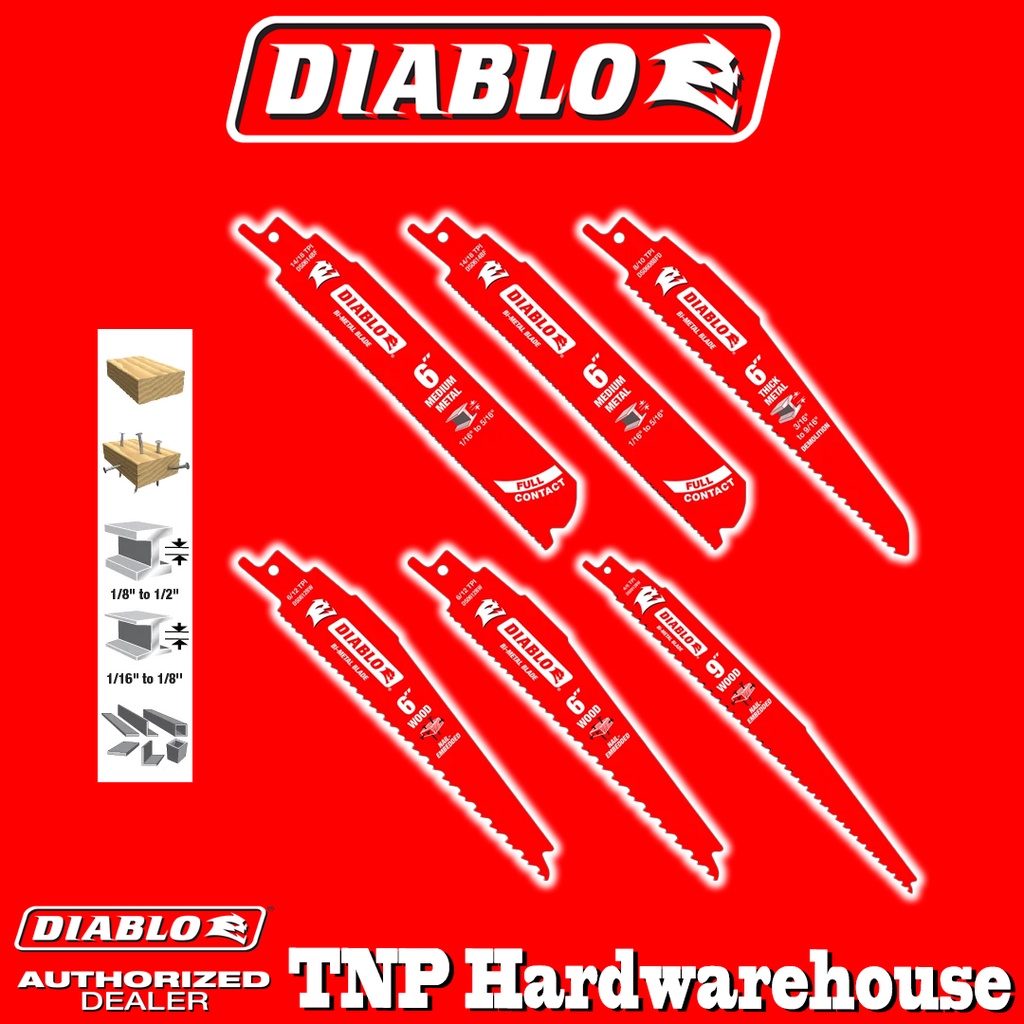 DIABLO ใบเลื่อยชัก ยาว 6 นิ้ว,9 นิ้ว ตัดไม้,ตัดเหล็ก,รุ่น DS006S ...