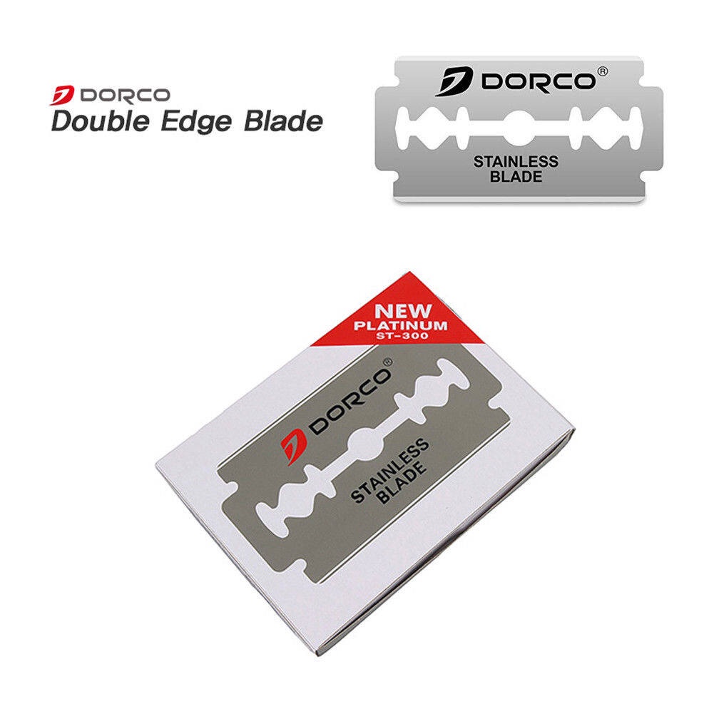 ใบมีดโกน-2-คม-กล่องเล็ก-dorco-stainless-blade-ดอร์โก้-แบบ-100-ใบมีด-กล่อง-รุ่น-แพททินั่ม-st-300-ใบมีดผลิตจาก-สแตนเลส-คุณภาพสูง-ใช้โกนหนวด-โกนผม-กันคิ้ว