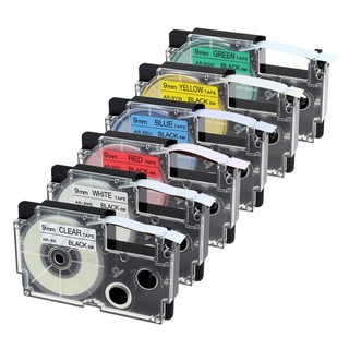 6pcs 9mm compatible Casio label tapes XR9YW XR9WE combo set