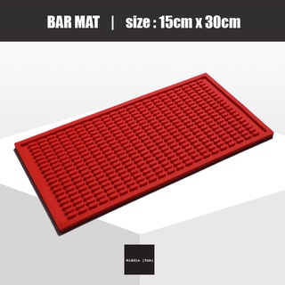 แผ่นยางบาร์สีแดง bar mat ขนาด 15cm x 30cm