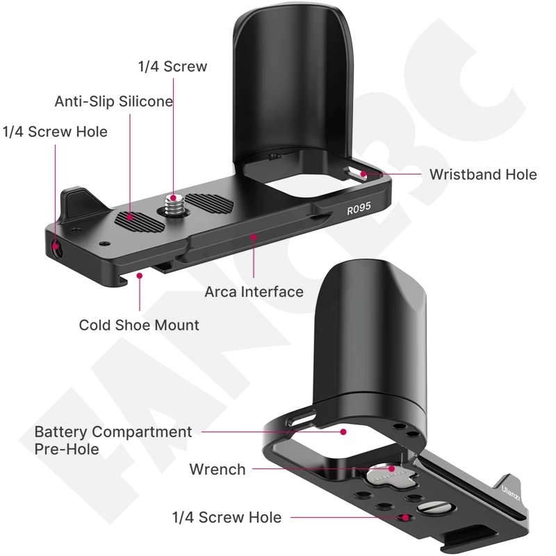 ulanzi-r095-สำหรับ-sony-zve-10-l-plate-bracket-พร้อมรองเท้าเย็นสำหรับไมโครโฟน-led-video-light-กล้องจับด้านข้างสำหรับ-sony-zve-10