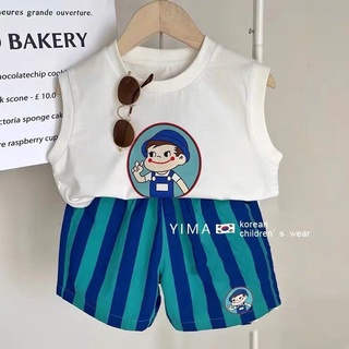 [Babycat] พร้อมส่ง ขายดี ชุดกีฬา เสื้อกั๊ก กางเกงขาสั้น ลายทาง สไตล์เกาหลี ญี่ปุ่น ตะวันตก สองชิ้น สําหรับเด็กผู้ชาย ผู้หญิง 2022