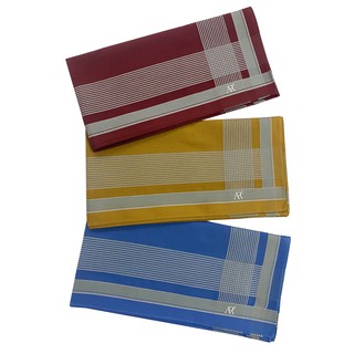 ANGELINO RUFOLO Handkerchief (ผ้าเช็ดหน้า) ผ้า 100% COTTON คุณภาพเยี่ยม ดีไซน์ Retro สีเลือดหมู/เหลืองมัสตาด/ฟ้าเข้ม