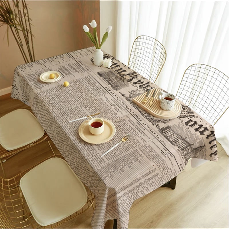ผ้าปูโต๊ะ-ins-สไตล์-ย้อนยุค-หรูหรา-ผ้าปูโต๊ะหนังสือพิมพ์ภาษาอังกฤษ