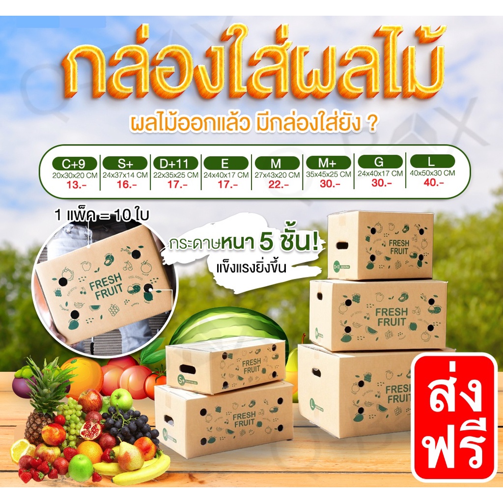 ราคาถูกที่สุดจากโรงงานผลิตโดยตรง-กล่องผลไม้-หนา-5-ชั้น-10-ใบ-จัดส่งฟรีทั่วประเทศ