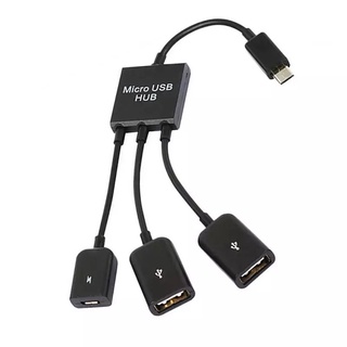 3 In 1 Micro USBการชาร์จไฟHost OTG Hubสายเคเบิลอะแดปเตอร์สำหรับโทรศัพท์Android 3พอร์ตMicro USB USB 2.0 Splliterสำหรับเกม