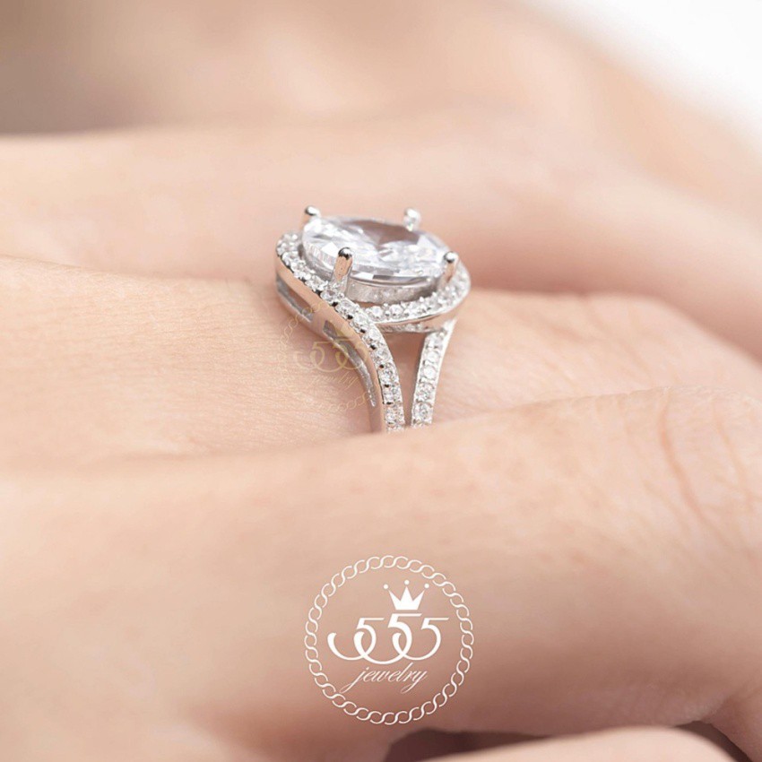 555jewelry-แหวนเงินแท้-silver-925-ดีไซน์เพชรล้อม-ชูเพชรสวิส-ก้านแหวนดีไซน์สวยงาม-รุ่น-md-slr019-slr-b1