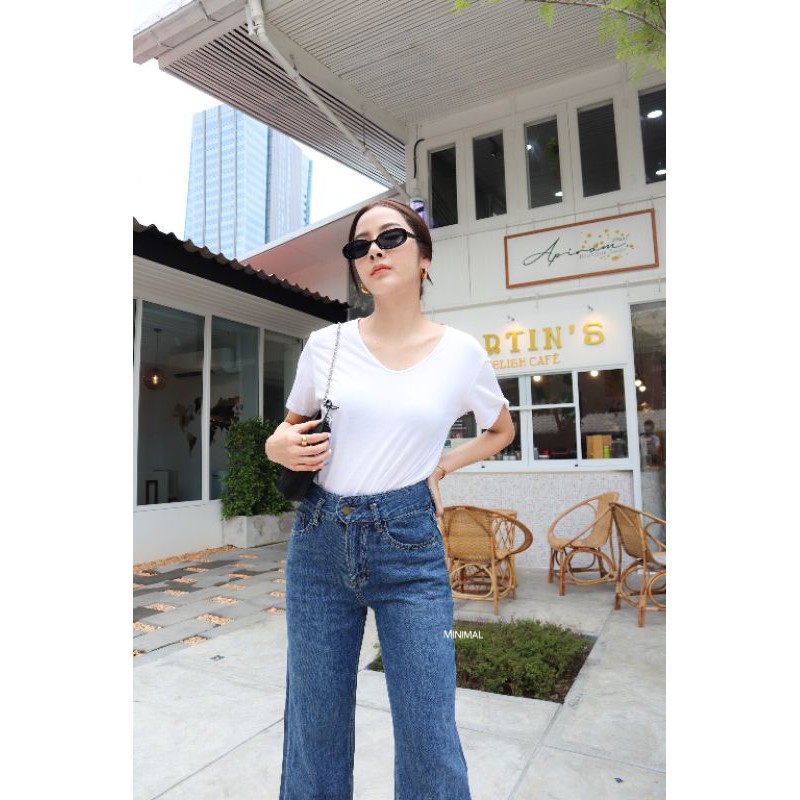 minimal-ยีนส์เอวสูงขาบาน-มีs-l