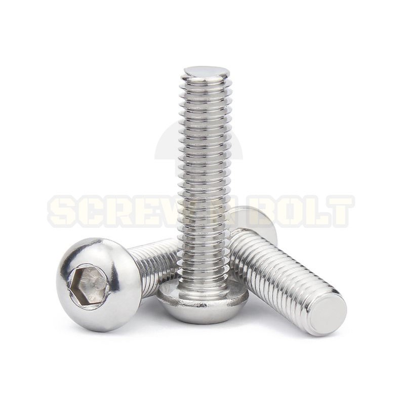 ภาพสินค้าน็อต สกรู หัวจมกลม สแตนเลส 304 เกลียวมิล หยาบ M8 / Button Head Hexagon Socket Machine Screw SUS304 M8 จากร้าน screwnbolt.th บน Shopee ภาพที่ 7