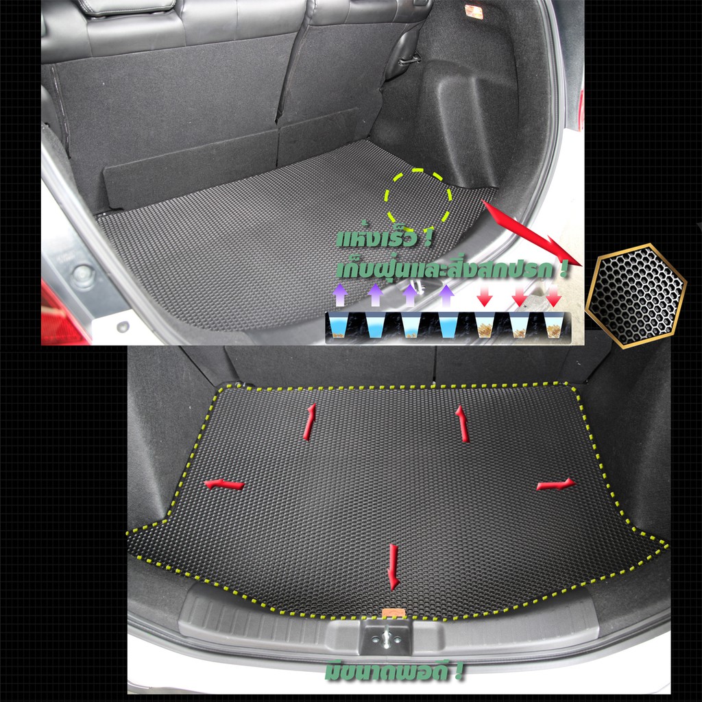 honda-jazz-gk-2014-ปัจจุบัน-trunk-พรมรถยนต์เข้ารูป2ชั้นแบบรูรังผึ้ง-blackhole-carmat