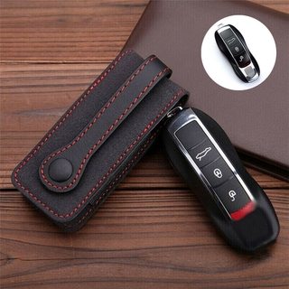 Leather Car Key Fob Cover Case For Porsche Cayenne Panamera Macan Cayman 911 718