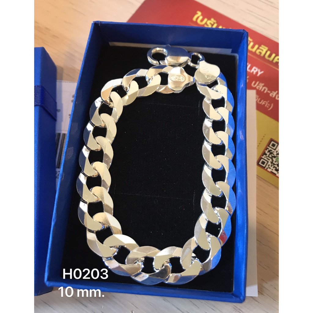 สร้อยข้อมือเงินแท้92-5-ลายเลสแบน-งานอิตาลี-h0203