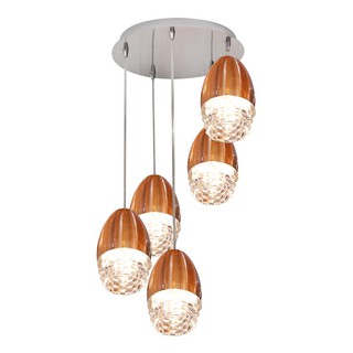 โคมไฟช่อ ไฟช่อ L&amp;E 01-02501 สีทองแดง/น้ำตาล 5 หัว โคมไฟภายใน โคมไฟ หลอดไฟ CLUSTER PENDANT L&amp;E 01-02501 5-LIGHT COPPER/BR