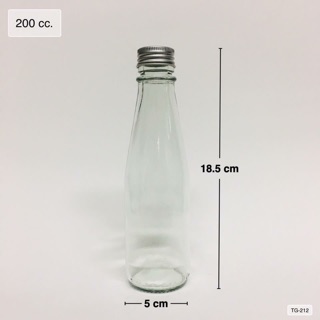 [TG212] ขวดแก้วทรงสูง 200 ml ปากเกลียว พร้อมฝา