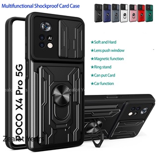 เคสโทรศัพท์มือถือ กันกระแทก ป้องกันกล้อง พร้อมช่องใส่บัตร สําหรับ Xiaomi Poco F4 GT X4 M4 Pro 5G X4pro M4pro 4G PocoX4Pro