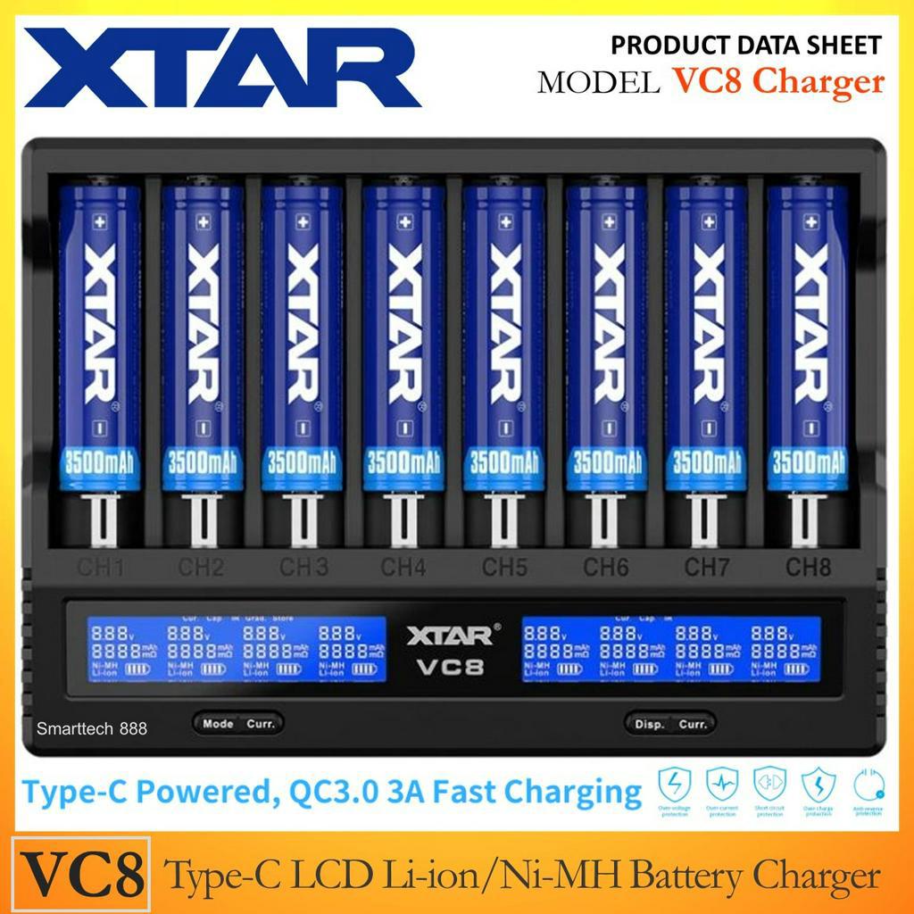 [ประกัน 1 ปี] XTAR VC8 Smart Battery Charger เครื่องชาร์จ Type-C LCD Li ...