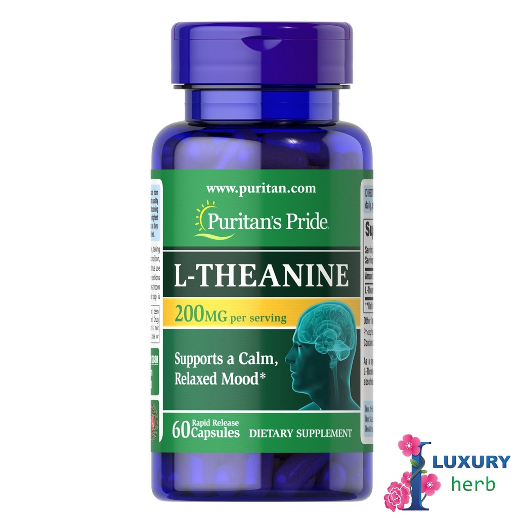 ภาพสินค้าอาหารเสริม L-Theanine 200mg/60 เม็ด Puritan's Pride จากร้าน iluxuryherb บน Shopee ภาพที่ 3