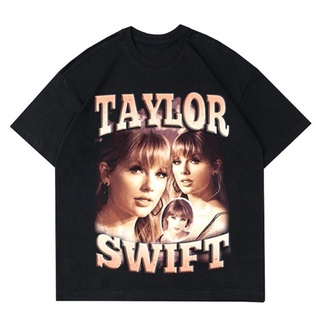 เสื้อยืดผ้าฝ้ายเสื้อยืดโอเวอร์ไซส์เสื้อยืด พิมพ์ลาย Taylor SWIFT VINTAGE RAPTEE | เสื้อยืด TAYLOR SWIFT RAP สีดํารองรับก