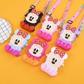 กระเป๋าใส่เหรียญ กระเป๋าสะพายไหล่ ซิลิโคน ขนาดเล็ก ลาย Pop It Mickey น่ารัก สําหรับเด็ก