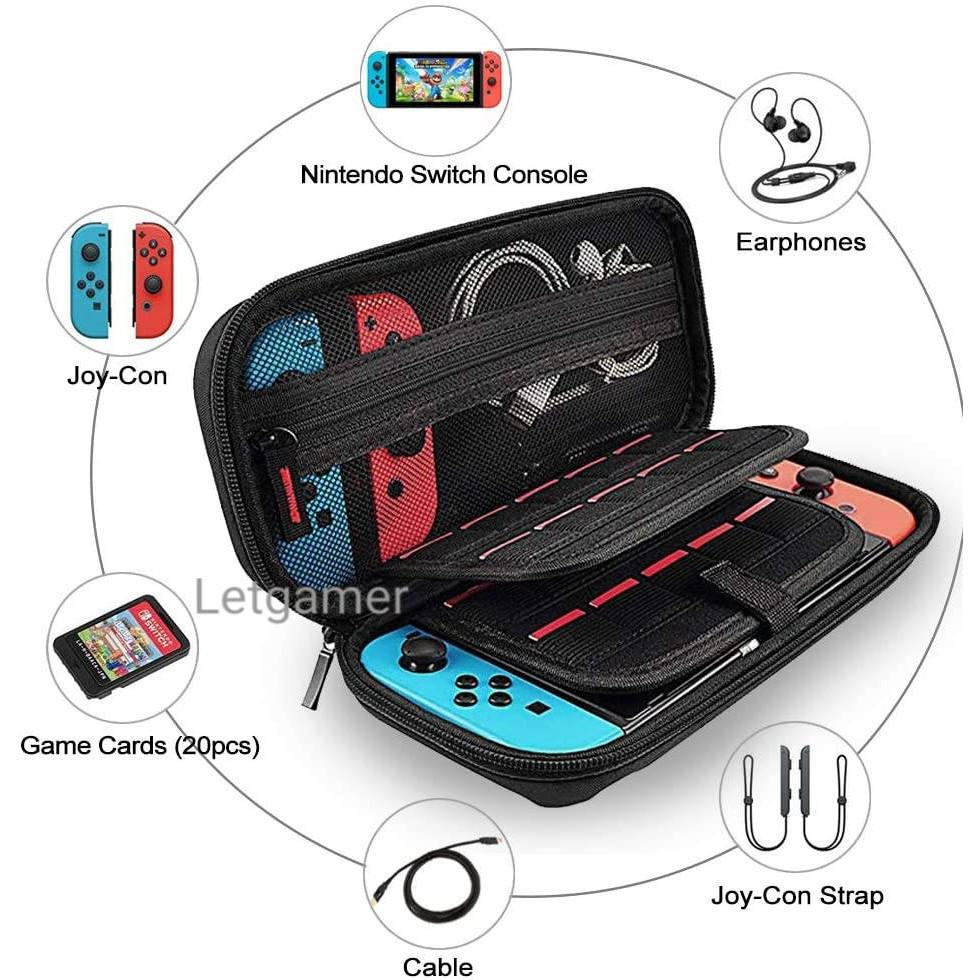 ภาพหน้าปกสินค้าช่องใส่แผ่น 20 เกม กระเป๋าใบใหญ่ Nintendo Switch / Switch OLED ใส่ Joy Con / Joy Con Strap จากร้าน letgamer บน Shopee