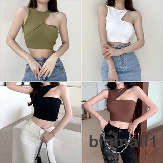 BIGMALL-Women Tanks Tops with Solid Color, Skinny Version Irregular Casual Style Summer Clothing