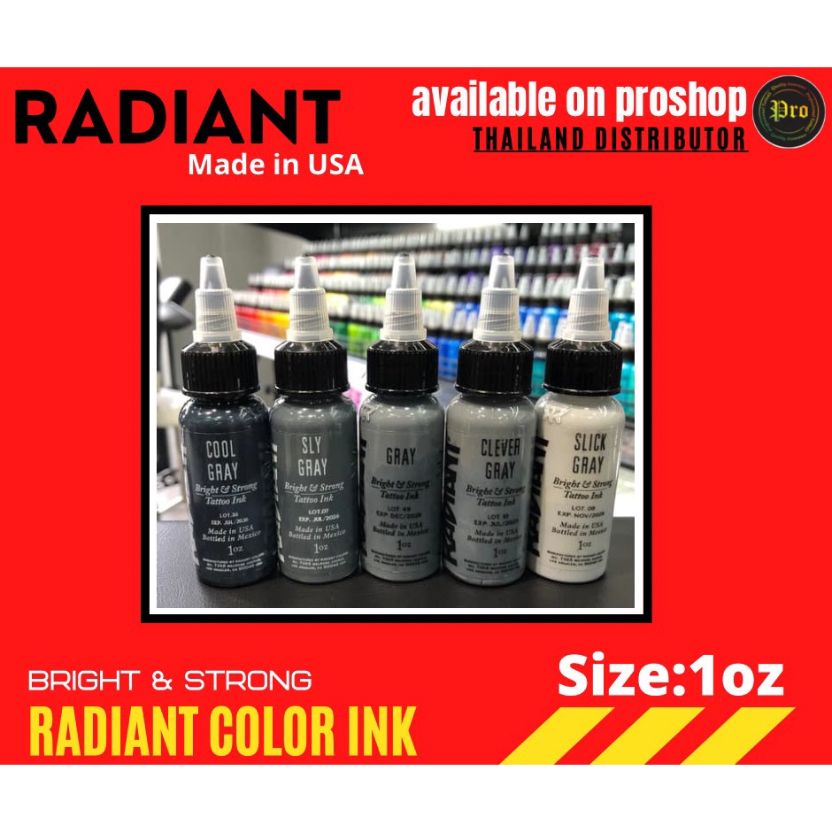 Radiant Colors Tattoo Ink 1oz GREY BLACK นำเข้าจาก USA สีสำหรับงานสัก