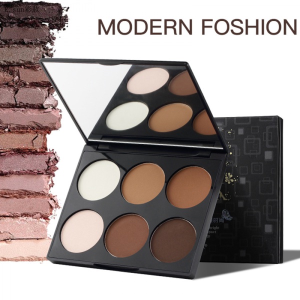 Meiqier สามมิติ Brightening หกสี Contouring Powder Highlight Shadow ...
