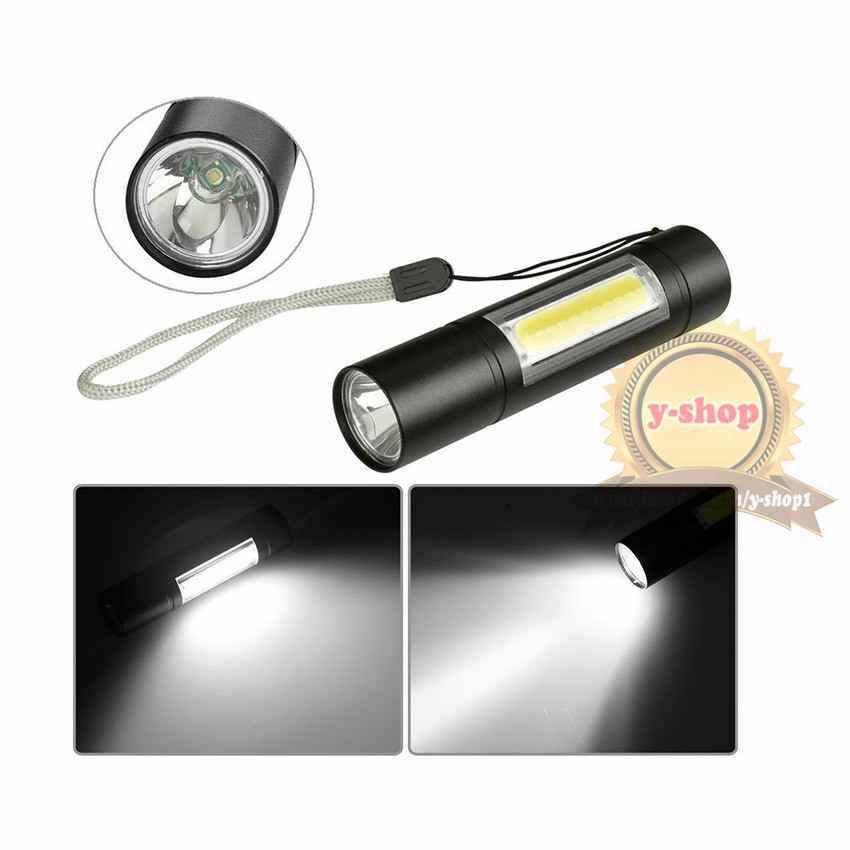 ภาพหน้าปกสินค้าPortable Flashlights Miniไฟฉายสว่างมาก CREE LED XPE+COB 2in1 600mah usb charge 3mode จากร้าน y_shopping บน Shopee