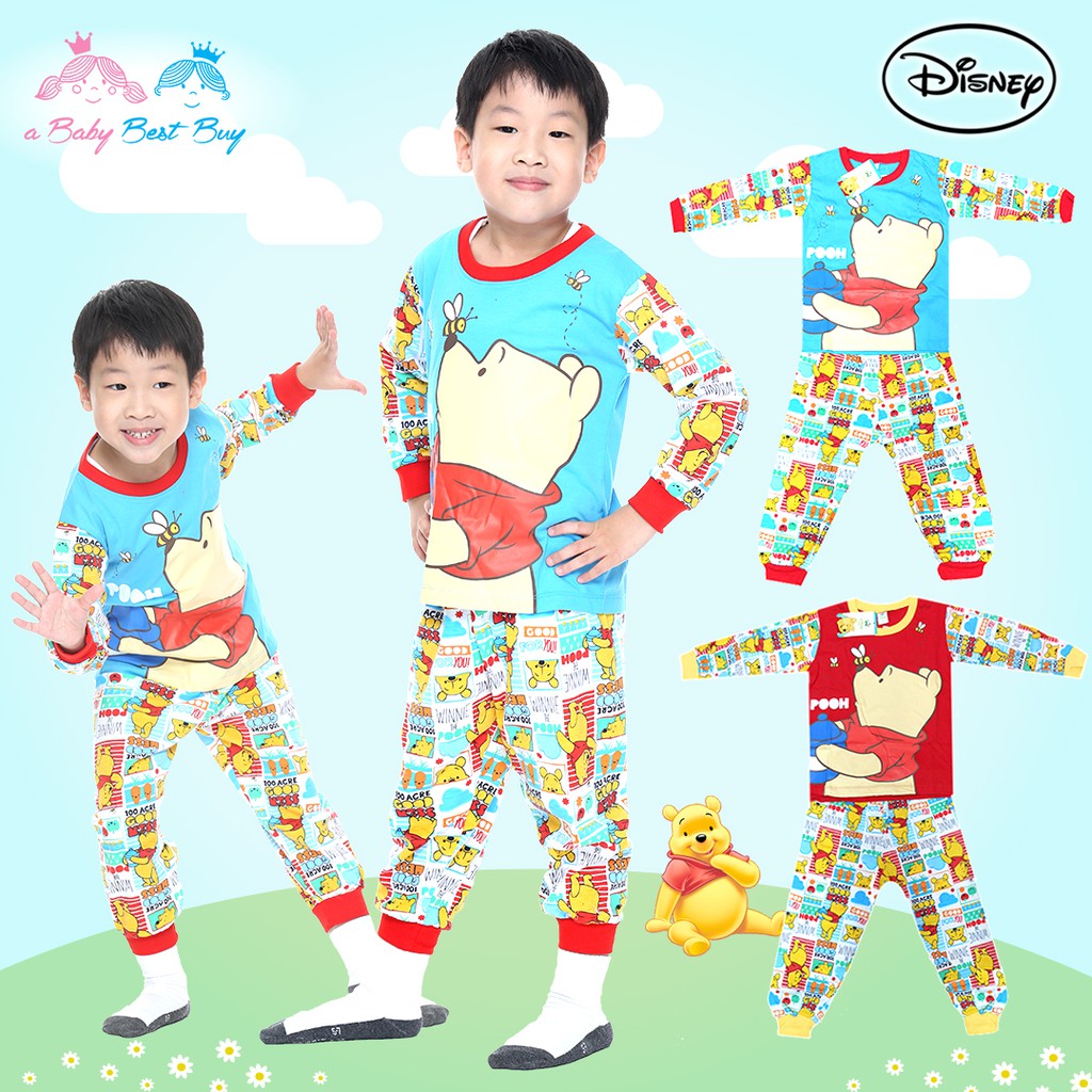 ชุดนอนเด็ก-disney-winnie-the-pooh-เสื้อแขนยาว-กางเกงขายาว-สุดเท่ห์-ลิขสิทธิ์แท้-สำหรับเด็กอายุ-3-8-ปี