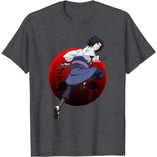 นารูโตะ แอนิเมชั่นญี่ปุ่น Naruto Shippuden Sasuke With Sharingan T-Shirt teeคอกลม แฟชั่น ผ้าฝ้ายแท้ เสื้อยื