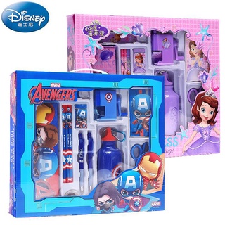 ชุดกล่องของขวัญ เครื่องเขียน ลายการ์ตูน Mickey Minnie Frozen Marvel แฟชั่นสําหรับเด็กนักเรียน