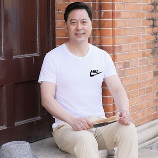 ✧❧ผ้าฝ้ายวัยกลางคนและผู้สูงอายุพิมพ์เสื้อยืดแขนสั้นผู้ชายแบรนด์ฤดูร้อนหลวมบางขนาดใหญ่ผู้ชายสบายๆทุกการแข่งขันเสื้อผ้าผู้
