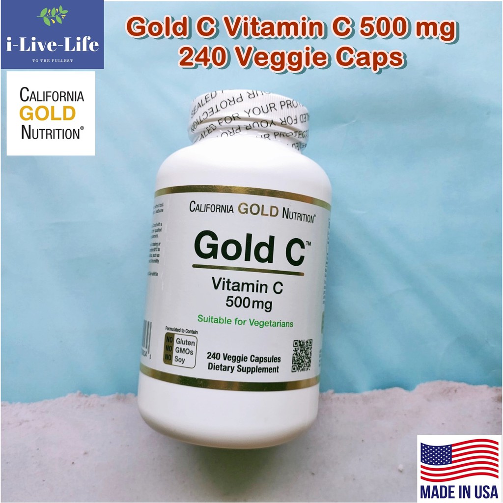 วิตามินซี Gold C Vitamin C 500 mg 240 Veggie Caps - California Gold ...