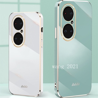 Ready Stock 2021 New Casing เคส Huawei P50 Pro P40 Pro + Plus Phone Case Electroplating Straight Edge Ultra-thin Protective Silicone Soft Case Back Cover เคสโทรศัพท