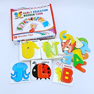Brandtoys ของเล่นไม้ บัตรคำไม้จิ๊กซอว์ Education Wooden Card A-Z พร้อมคำศัพท์ ของเล่นไม้เสริมพัฒนาการของเล่นฝึกสติปัญญา