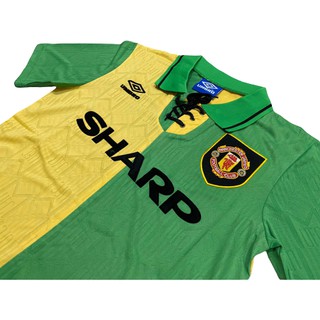 เสื้อทีมแมนยูเขียวเหลือง คอเชือก ย้อนยุค 1992-1994