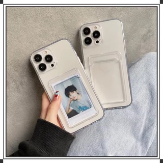 เคสโทรศัพท์มือถือ แบบนิ่ม พร้อมช่องใส่บัตร สีโปร่งใส สําหรับ iPhone 14 Plus 14 Pro Max