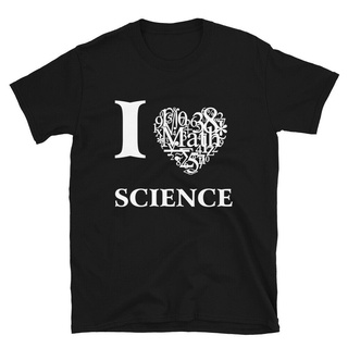 เสื้อยืด พิมพ์ลายกราฟฟิค I Love Science แบบเรียบง่าย สไตล์คลาสสิก