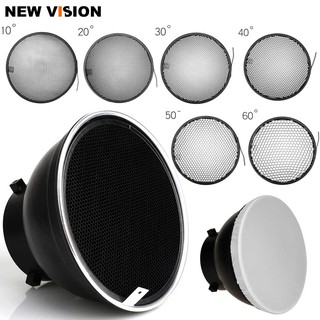 ภาพหน้าปกสินค้า7inch 18cm Standard Reflector Diffuser with 10/20/30/40/50/60 Degree Honeycomb Grid for Bowens Mount Studio Light Strobe Flash ที่เกี่ยวข้อง