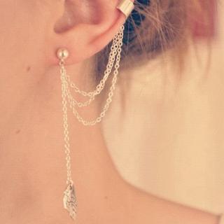 ภาพหน้าปกสินค้าNew Fashion Women Girl Punk Rock Leaf Chain Tassel Dangle Cuff  Earrings Cross Charms Metallic Wrap Ear Cuff Earrings ที่เกี่ยวข้อง