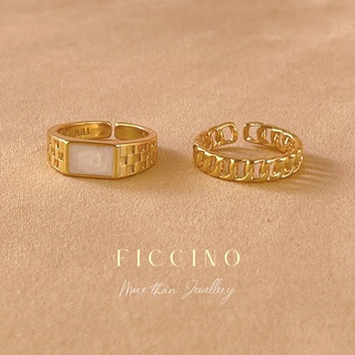 Ficcino แหวนคู่รัก ชุบทอง 18k ประดับเพทาย ปรับได้ แฮนด์เมด วางซ้อนกันได้ เครื่องประดับแฟชั่น สําหรับผู้หญิง ของขวัญ