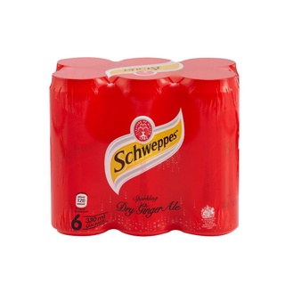 (แพ็ค 6) Schweppes Mixer Dry Ginger Ale ชเวปส์ มิกเซอร์ ดราย จิงเจอร์ เอล (เครื่องดื่มโซดาพร้อมสารสกัดจากขิง) 330 มล.