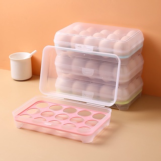 FanKe กล่องเก็บไข่ 15ช่อง กล่องใส่ไข่  กล่องพลาสติดใส่ไข่ กล่องใส่ไข่กันแตก ที่เก็บไข่ วางซ้อนกันได้ พร้อมฝาปิด